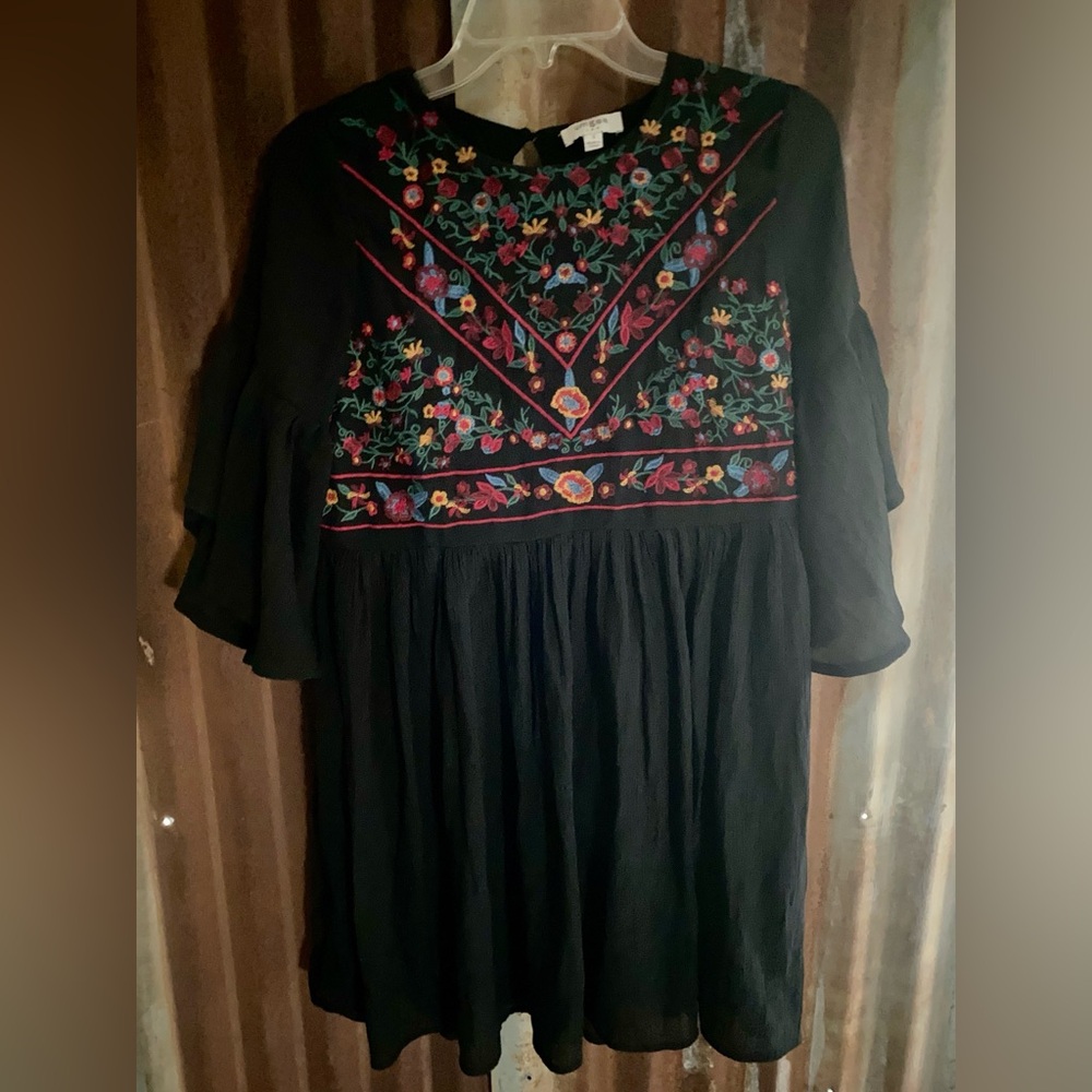 Embroidered Black Dress
